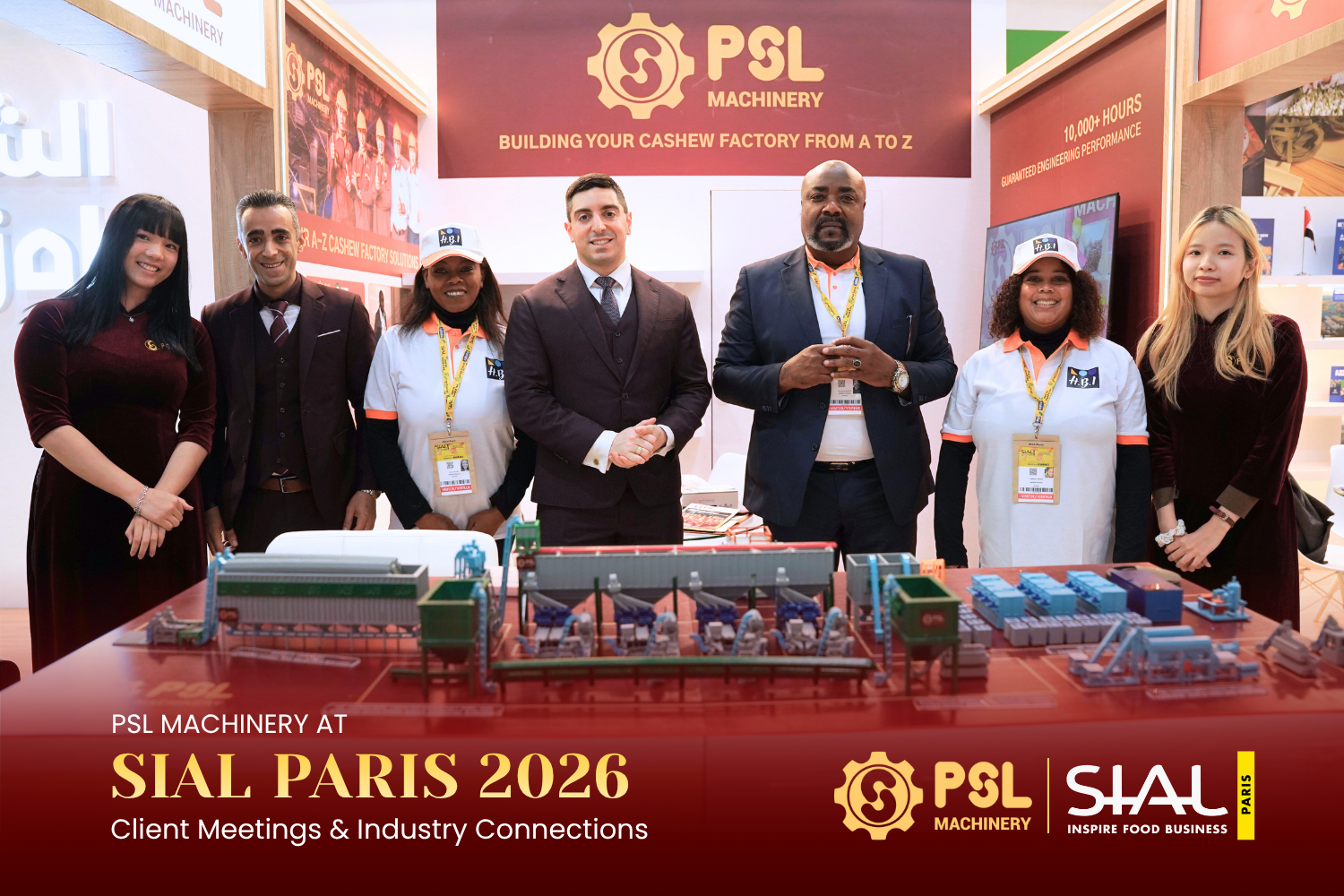 PSL Machinery booth welcoming international clients and partners at SIAL Paris 2026